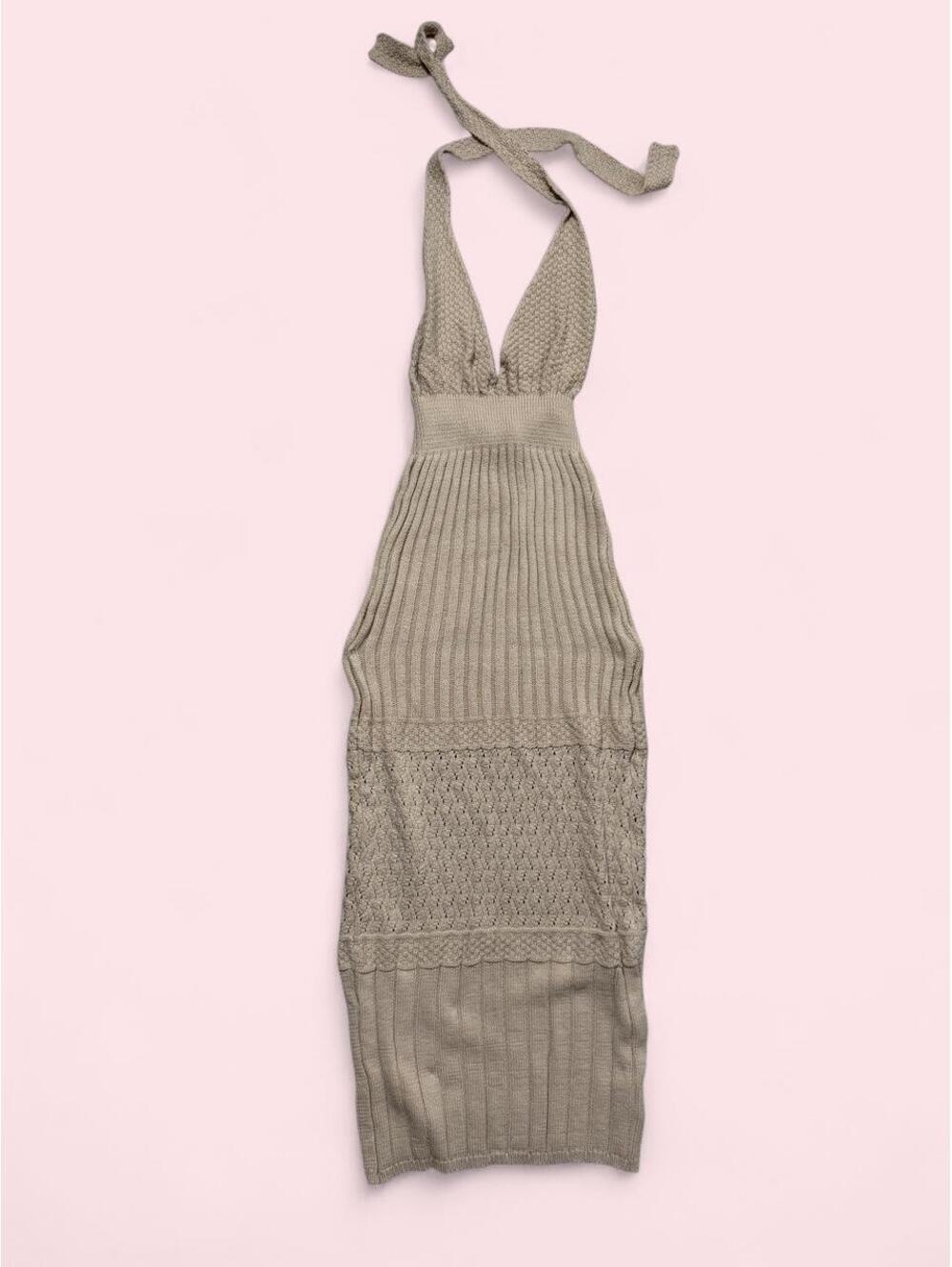 Women's Cream and Tan Dress